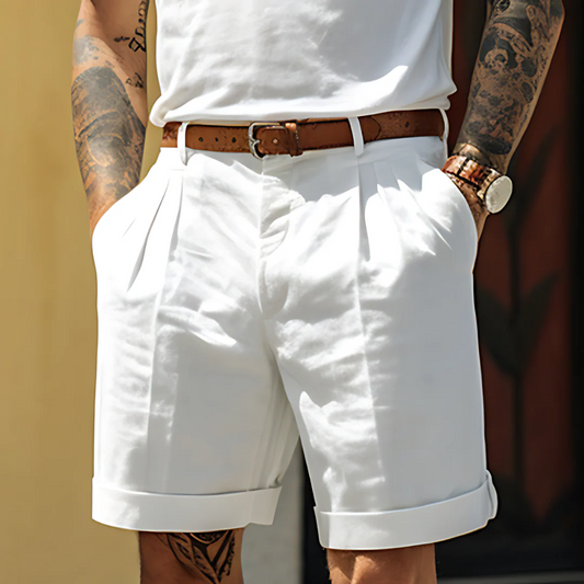 Men's Linen Cotton Tailored Chino Shorts