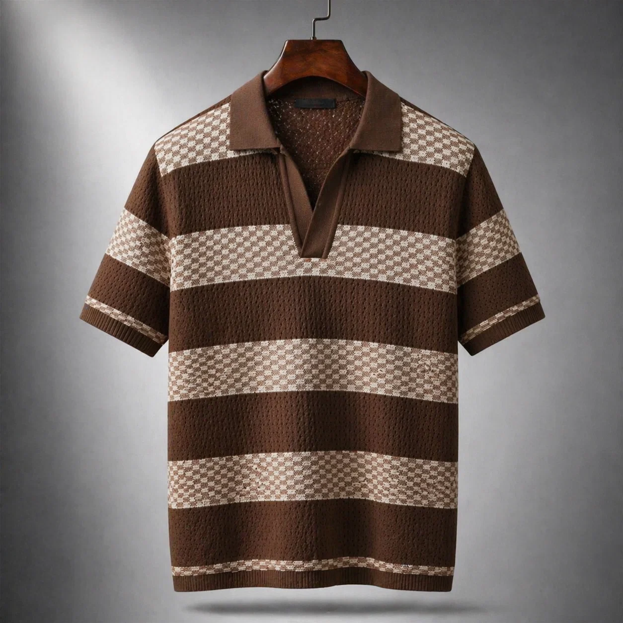 Textured Striped Polo Shirt