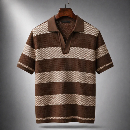 Textured Striped Polo Shirt