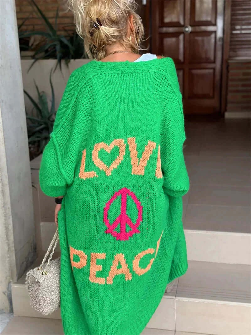 Women's Love & Peace Knitted Cardigan