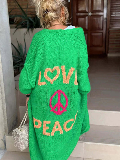 Women's Love & Peace Knitted Cardigan