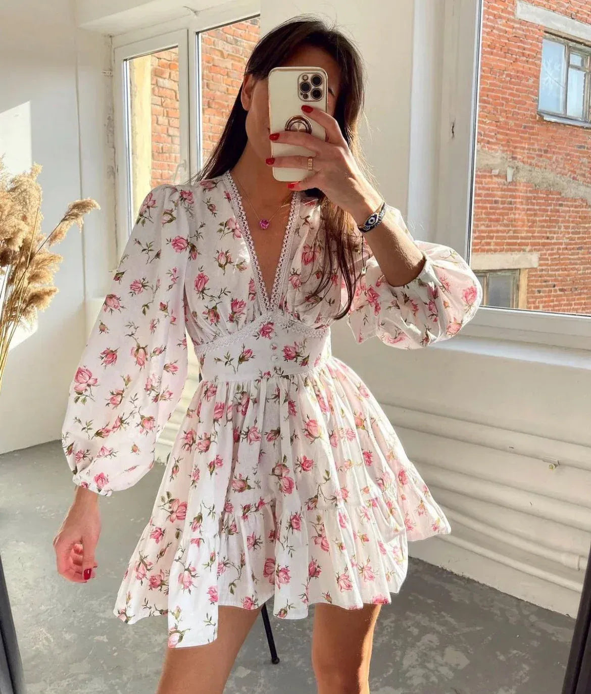 Carole Floral Puff Sleeve Mini Dress