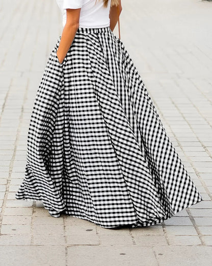 Lettice Checked Midi Skirt