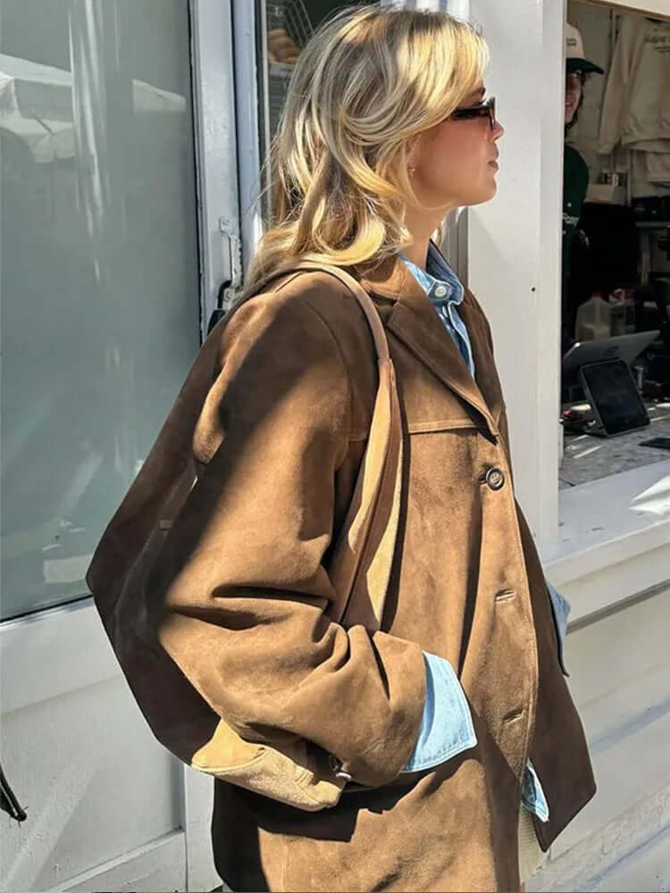 Women's Brown Zip-Up Jacket