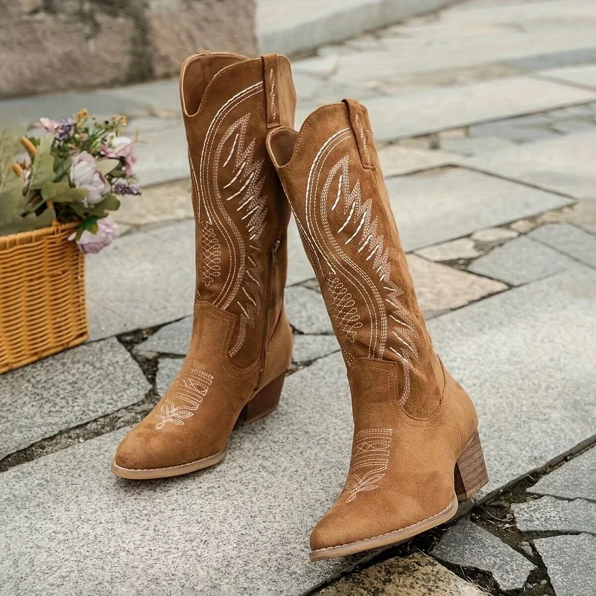 Casual Suede Knee Boots with Block Heel