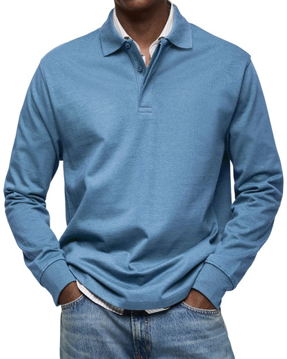 Long-Sleeved Luxury Polo Shirt – Comfortable & Versatile