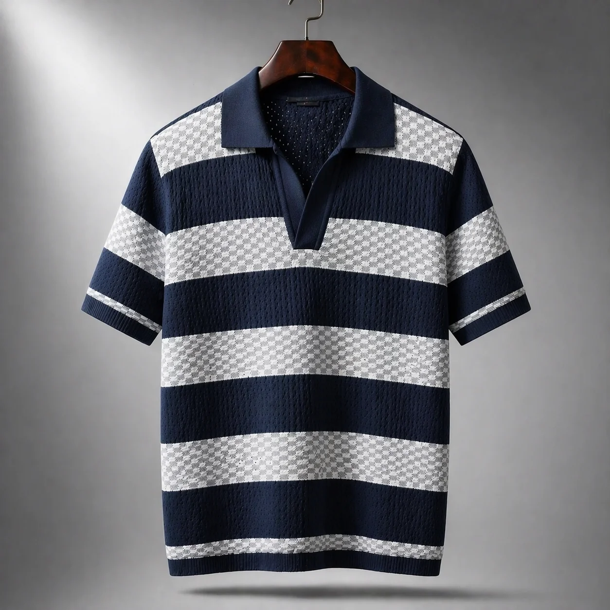 Textured Striped Polo Shirt