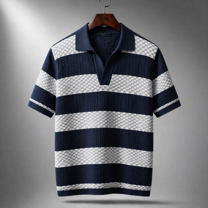 Textured Striped Polo Shirt