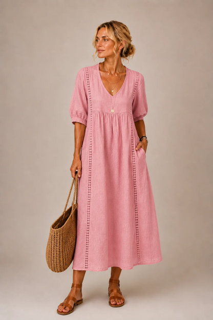 Women's Linen and Lace Dress