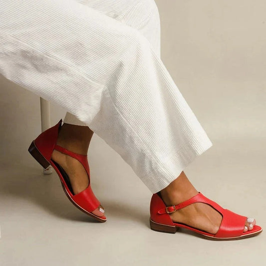 Flat Sandals with Open-Low Design