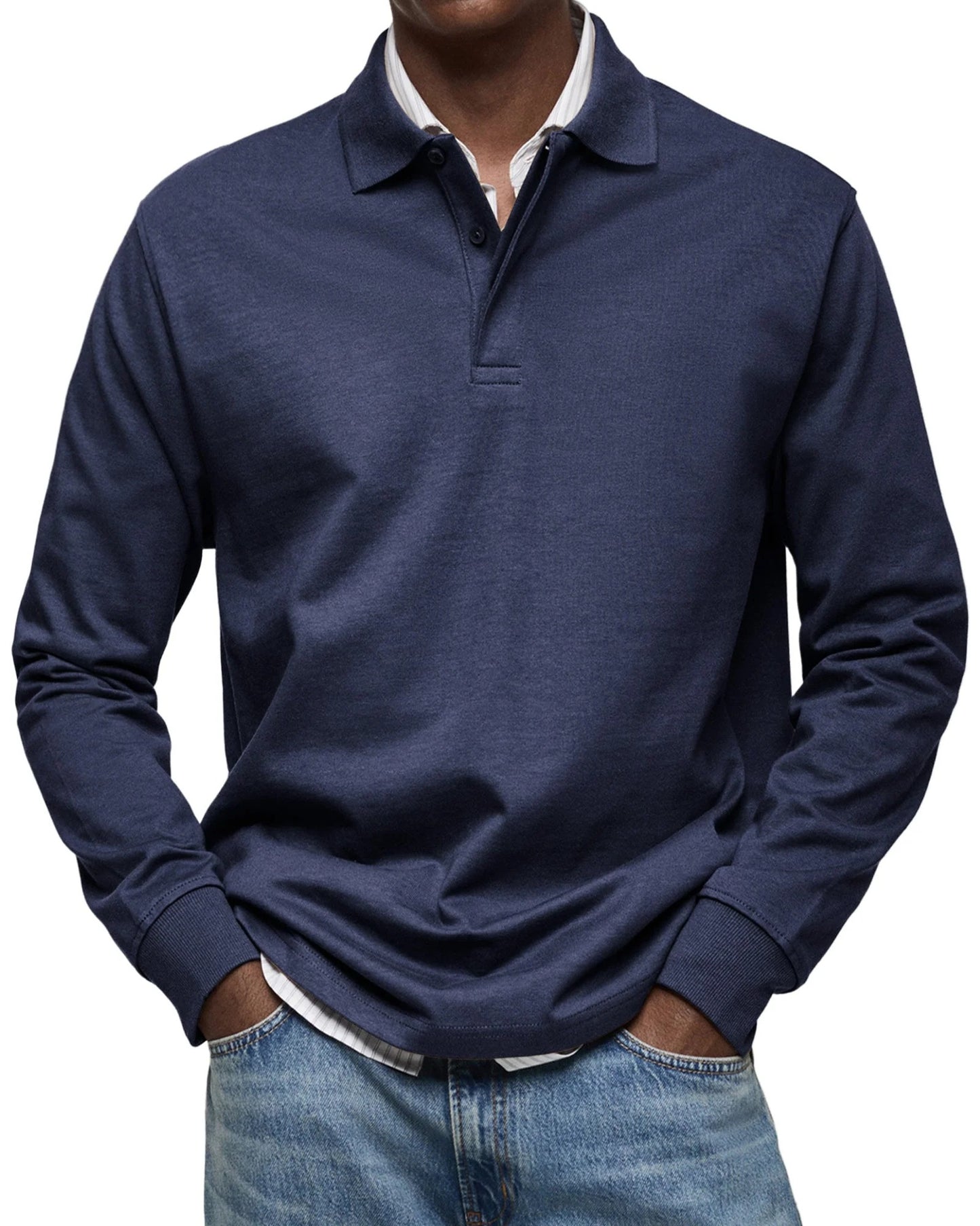 Long-Sleeved Luxury Polo Shirt – Comfortable & Versatile