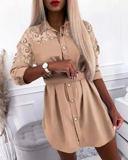 Finn Lace and Sequin Shirt Dress