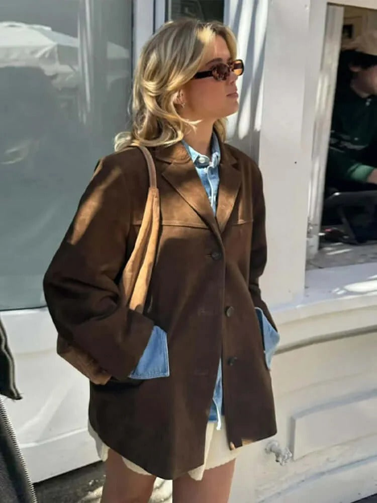 Women's Brown Zip-Up Jacket