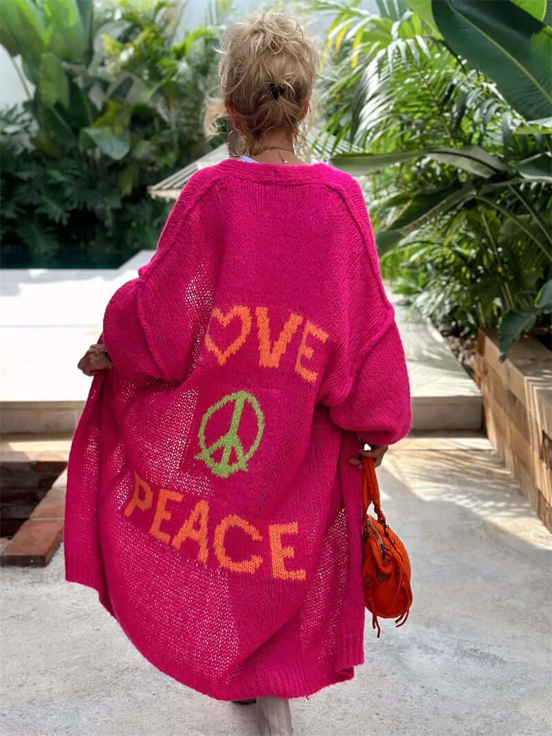 Women's Love & Peace Knitted Cardigan