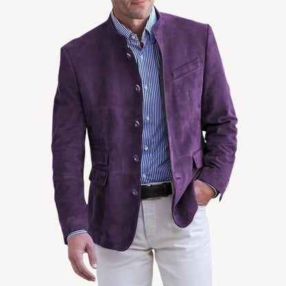 Men's Blazer Jacket with Stand Collar