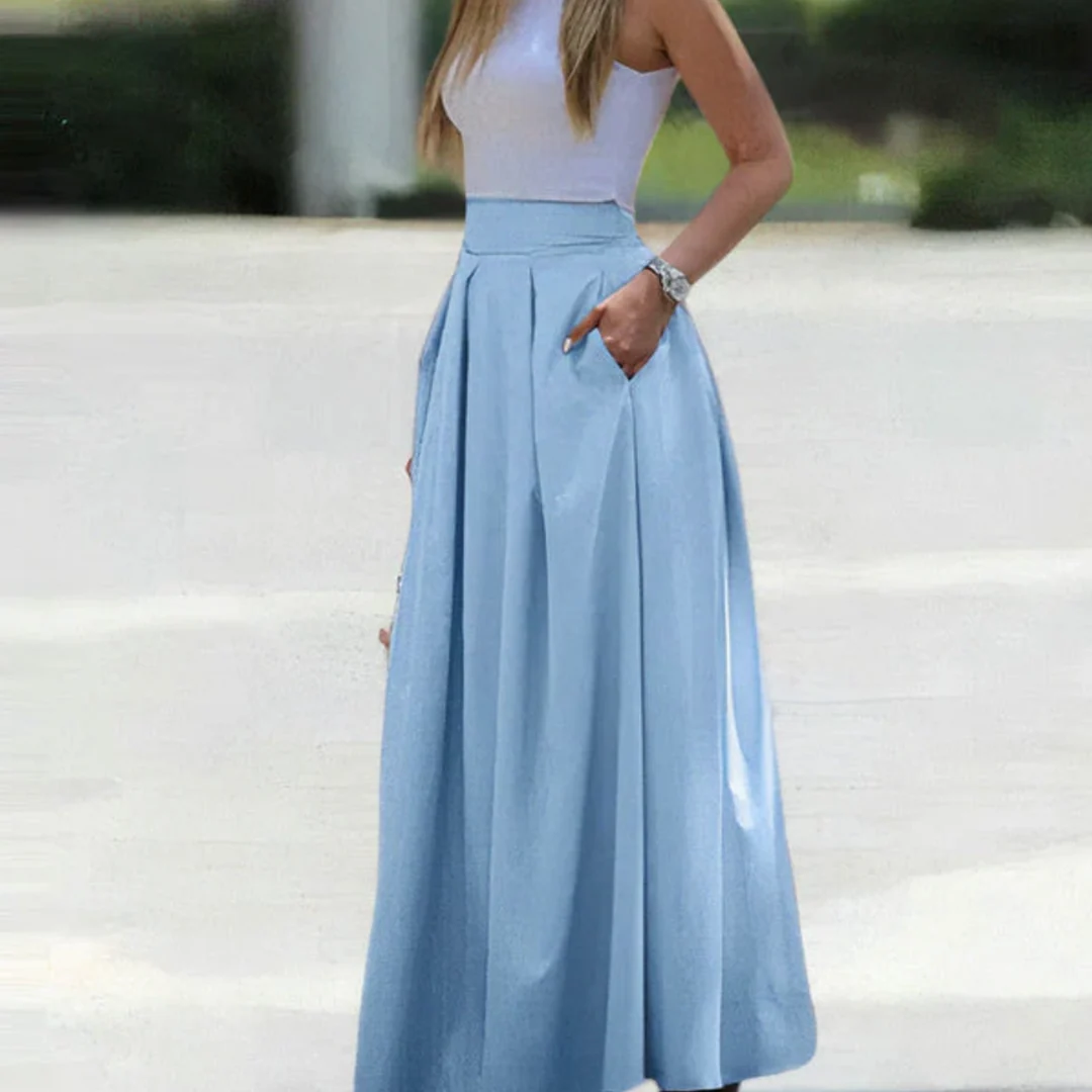 Women's High-Waist Pleated Maxi Skirt