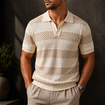 Textured Striped Polo Shirt