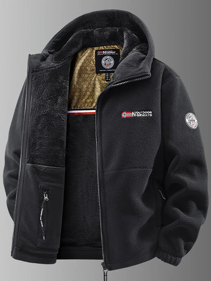 Fleece Thermal Jacket with Wind-Resistant Shell