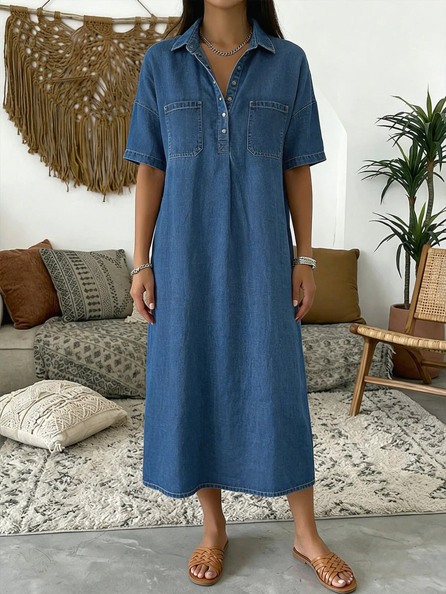 Denim Midi Shirt Dress