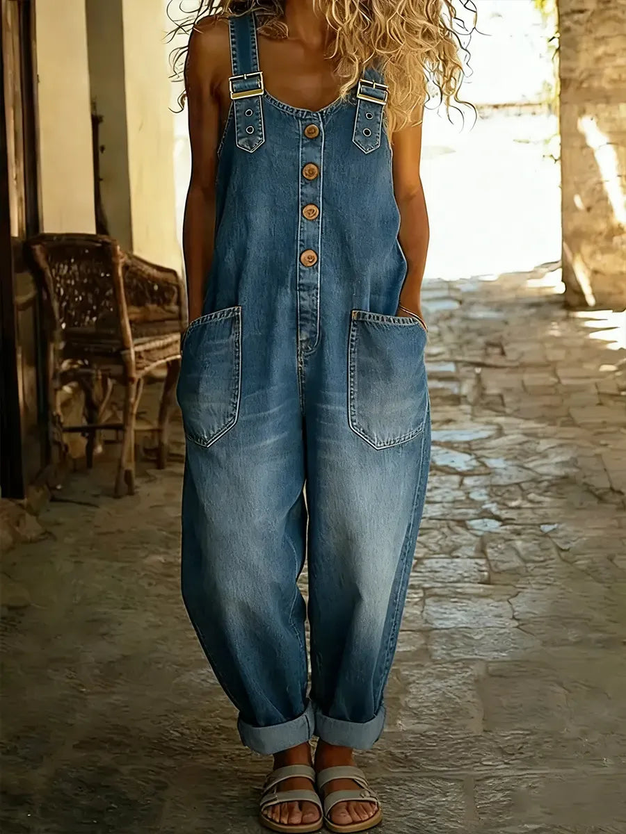 Denim Wide Leg Overalls