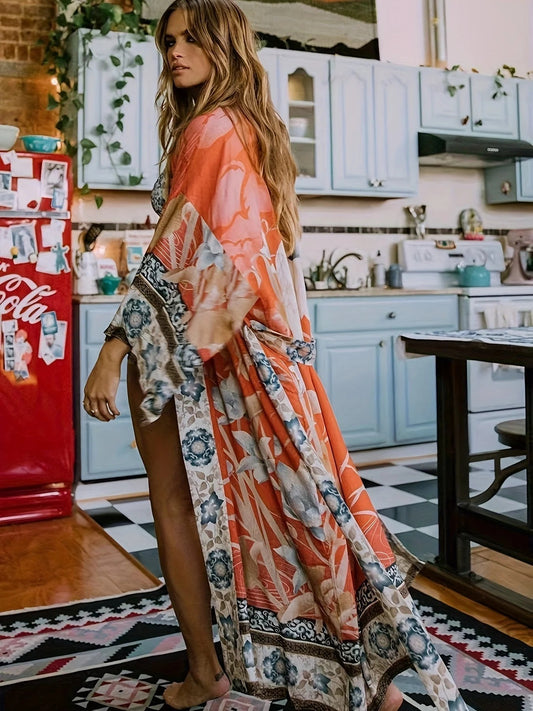 Floral Print Kimono Cover-Up