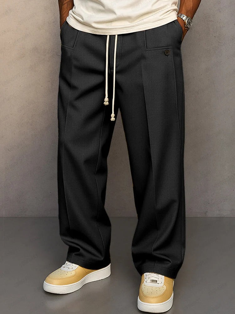 Elegant Drawstring Trousers with Tailored Cut