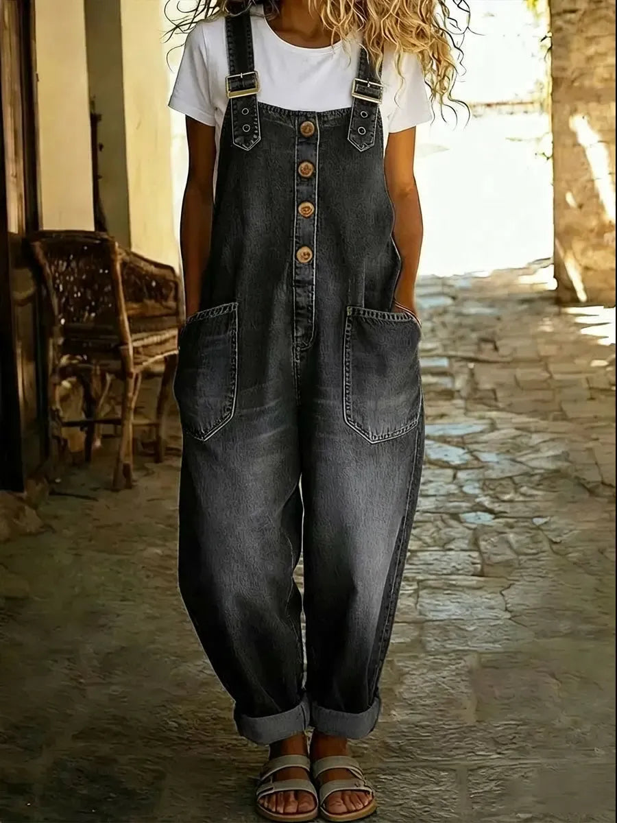 Denim Wide Leg Overalls