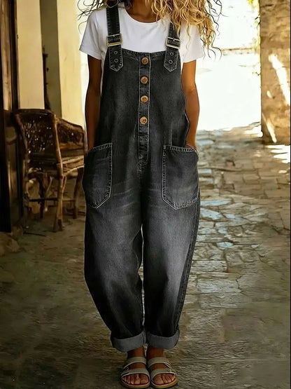 Denim Wide Leg Overalls