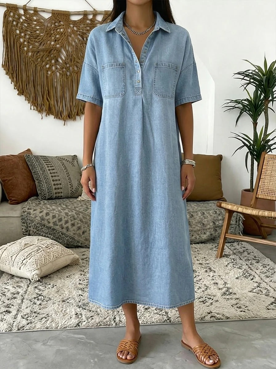 Denim Midi Shirt Dress