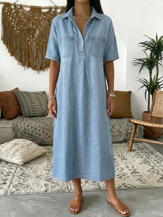 Denim Midi Shirt Dress