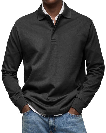 Long-Sleeved Luxury Polo Shirt – Comfortable & Versatile