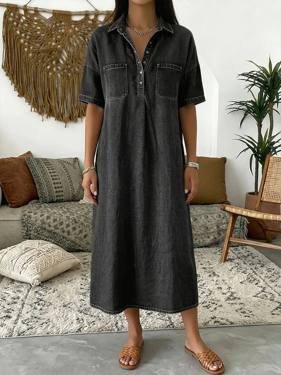 Denim Midi Shirt Dress