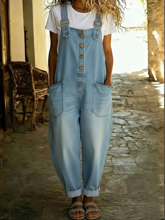Denim Wide Leg Overalls