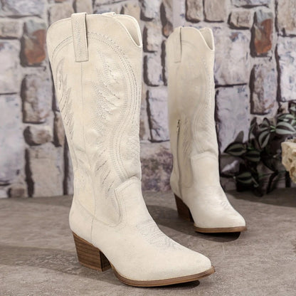 Casual Suede Knee Boots with Block Heel
