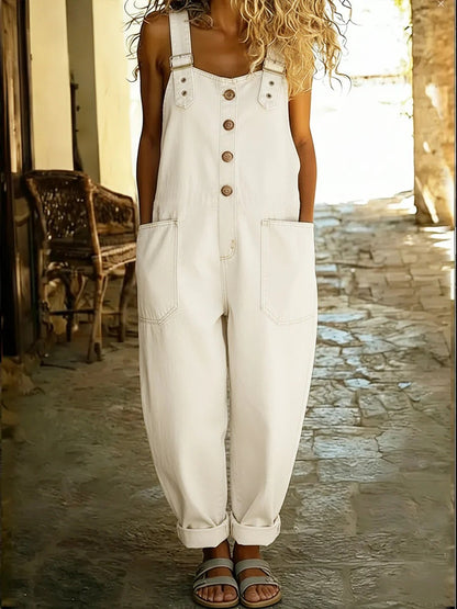 Denim Wide Leg Overalls