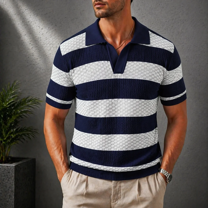 Textured Striped Polo Shirt