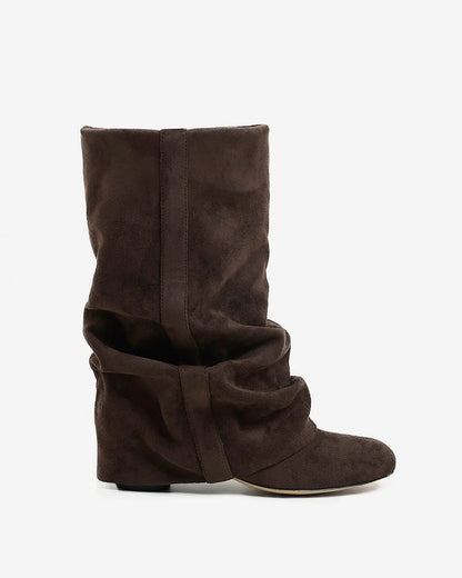 Casual Knee-High Slouchy Boots with Drawstring