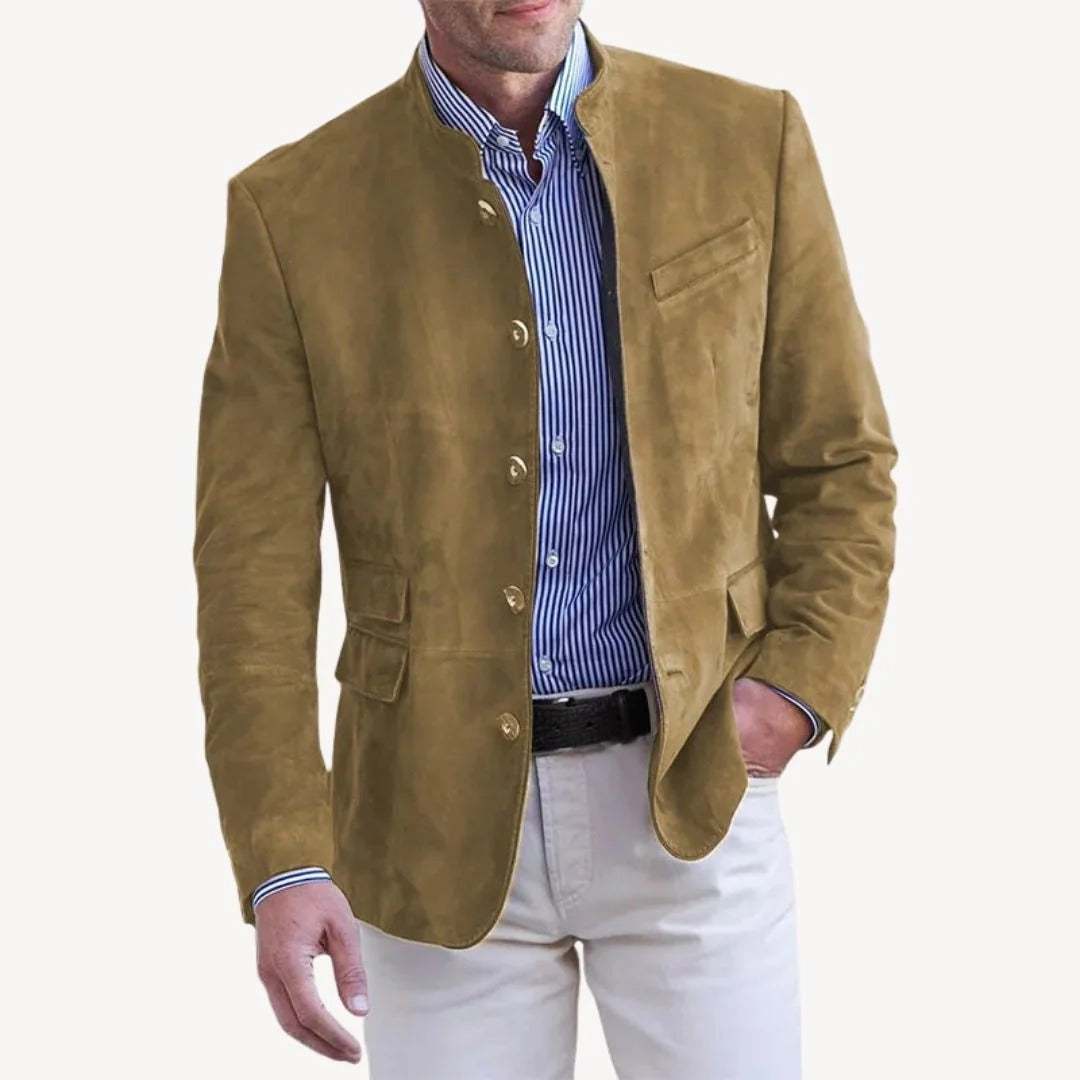 Men's Blazer Jacket with Stand Collar
