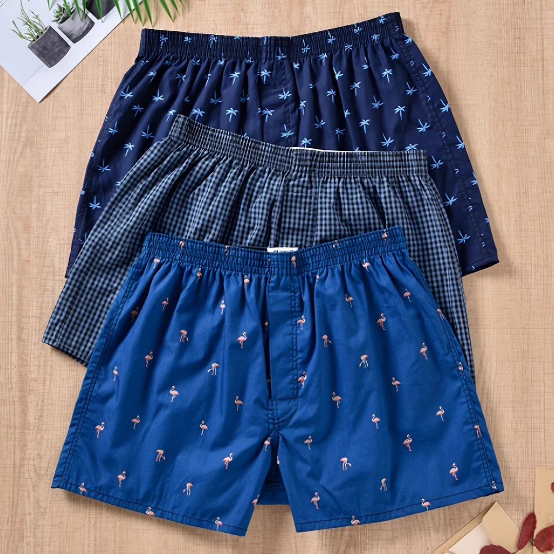 Men's Plant Print Boxers (Pack of 3)