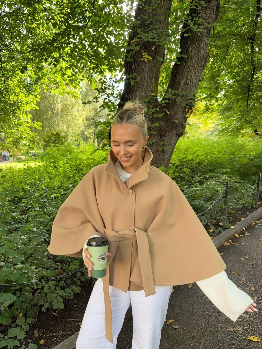 Wool Blend Cape Coat for Women