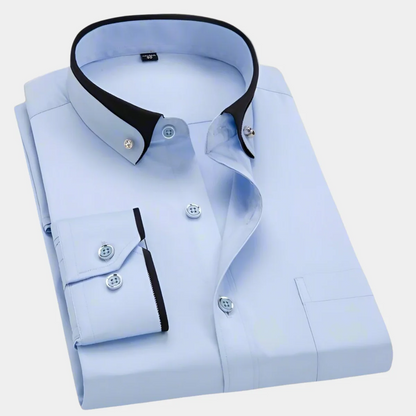 Men's Classic Long-Sleeve Shirt with Contrast Collar