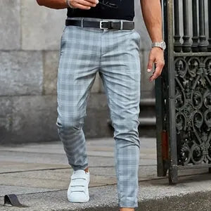 Casual Checkered Trousers with Relaxed Fit