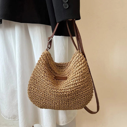 Casual Shoulder Bag in Faux Leather with Adjustable Strap