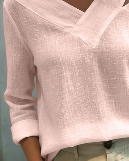Women's Asymmetric Neckline Linen Blouse