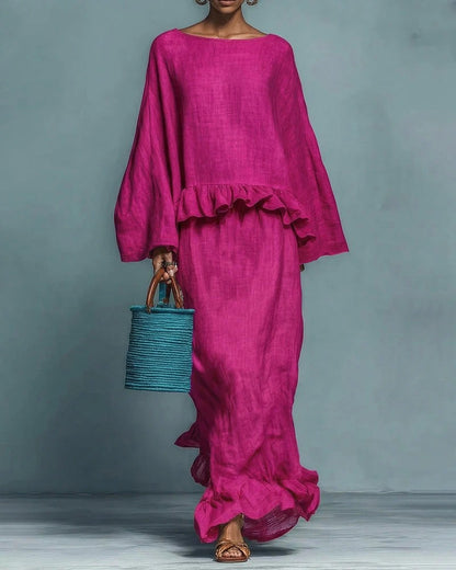 Devon Linen Blend Ruffle Set