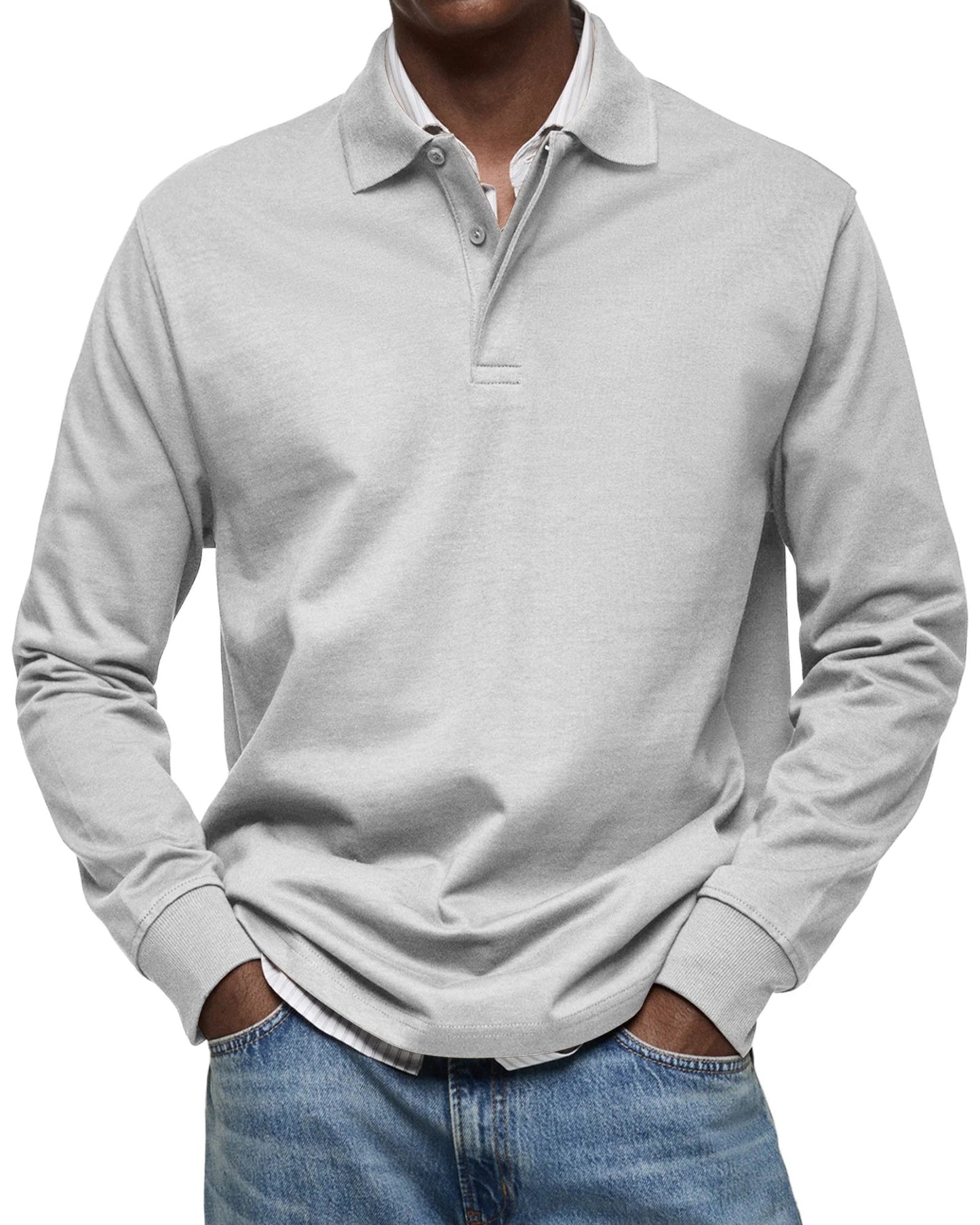 Long-Sleeved Luxury Polo Shirt – Comfortable & Versatile