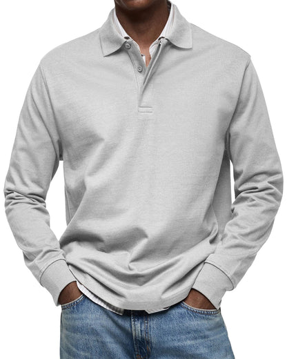 Long-Sleeved Luxury Polo Shirt – Comfortable & Versatile