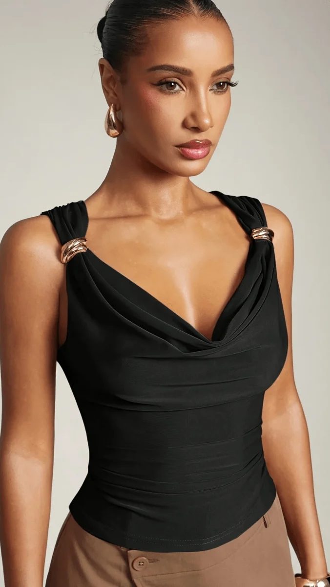 Doris Draped Cowl Neck Blouse