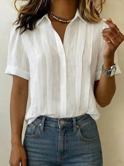 Linen V-Neck Blouse