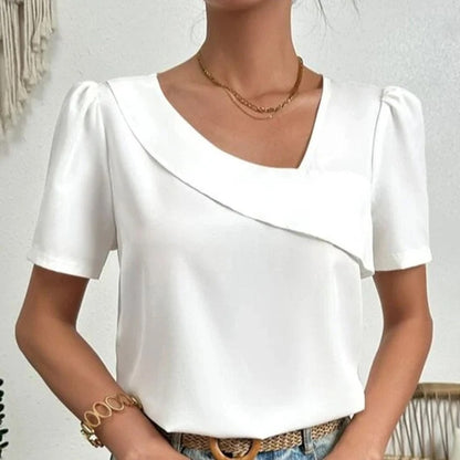 Jennifer Asymmetric Puff Sleeve Blouse